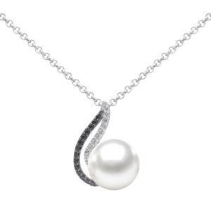 Strieborný náhrdelník Agnes s bielou perlou a Brilliance Zirconia