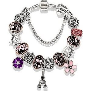 Silver Star Náramok – Eiffelova veža Pink Charm-1 – 18 cm