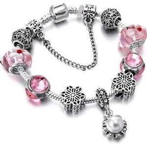 Silver Star Náramok – pink perla-1 – 21 cm