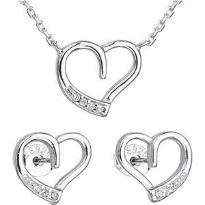 EVOLUTION GROUP Súprava šperkov so zirkónom náušnice a náhrdelník biele srdce 19009.1 (Ag, 925/1000