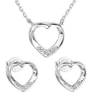EVOLUTION GROUP Súprava šperkov so zirkónom náušnice a náhrdelník biele srdce 19019.1 (Ag, 925/1000