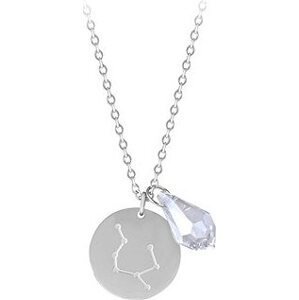 TROLI Oceľový náhrdelník Blíženci so zirkónom (retiazka, 2× prívesok)