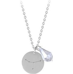 TROLI Oceľový náhrdelník Rak so zirkónom (retiazka, 2× prívesok)