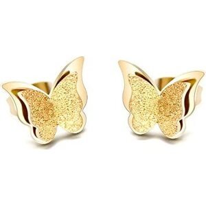 TROLI Pozlátené motýlie náušnice Metal Butterfly KES-048-GOLD