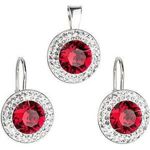 Ruby rivole súprava zdobená kryštálmi Swarovski (925/1000, 4,3 g)