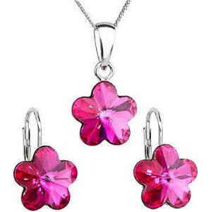 Fuchsia súprava zdobená krištáľmi Swarovski 39143.3 (925/1000; 2,5 g)