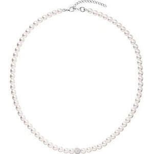 EVOLUTION GROUP 32063.1 biely perličkový náhrdelník dekorovaný kryštálmi Preciosa® (925/1000, 1,0 g)