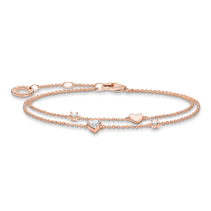 THOMAS SABO strieborný náramok Hearts and white stones rose gold A2057-416-14