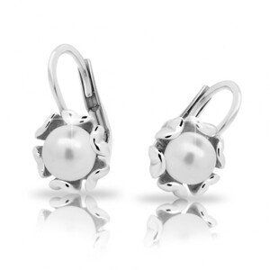 CUTIE strieborné náušnice s perlou Swarovski CUC2396-N-WH