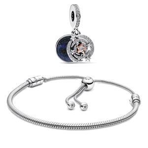 PANDORA set náramok a korálka Padajúca hviezda 599652C01+782975C01