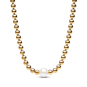PANDORA pozlátený náhrdelník Perla a korálky 363176C01-45