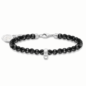 THOMAS SABO strieborný náramok Black beads A2141-130-11