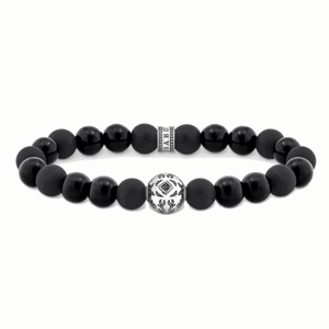 THOMAS SABO strieborný náramok Blackened beads with obsidian A2145-705-11