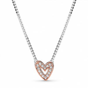 PANDORA pozlátený náhrdelník Srdce zdobené zirkónmi 380089C01-45