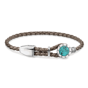 THOMAS SABO kožený náramok Leather strap disc turquoise A1864-878-17