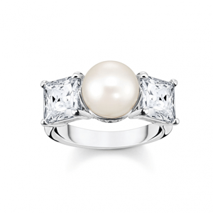THOMAS SABO prsteň Pearls with white stones silver TR2408-167-14