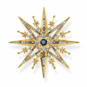 THOMAS SABO brošňa Star with coloured stones gold X0281-959-7