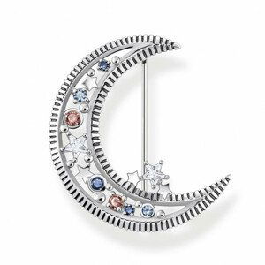 THOMAS SABO brošňa Moon with coloured stones silver X0283-945-7