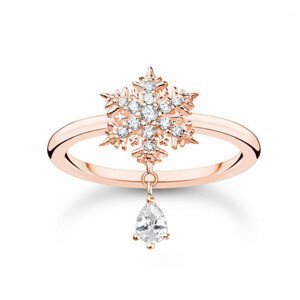 THOMAS SABO prsteň Snowflake with white stones rose gold TR2414-416-14