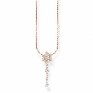 THOMAS SABO náhrdelník Snowflake with white stones rose gold KE2171-416-14-L45