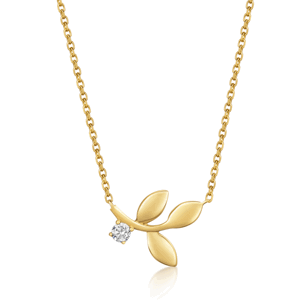 SOFIA zlatý náhrdelník lístky so zirkónom AUBLAR54J0P-ZY