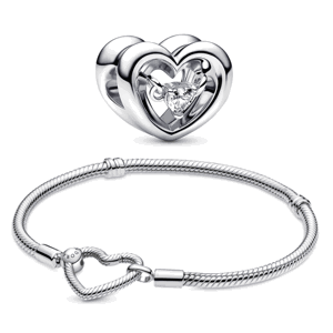 PANDORA set náramok s korálkou Heart 599539C00+792493C01