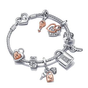 PANDORA náramok Padlock and key 592453C00+782510C00+780087C01+2x792235C01+790088C01+782506C01+782505C00