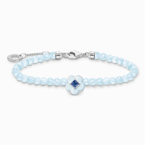 THOMAS SABO strieborný náramok Flower with blue jade beads A2094-496-1