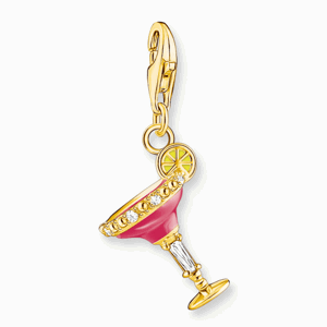 THOMAS SABO strieborný prívesok charm Red cocktail glass gold 1931-565-9