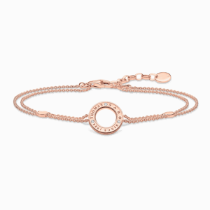 THOMAS SABO strieborný náramok Circle with white stones rose gold A1878-416-14