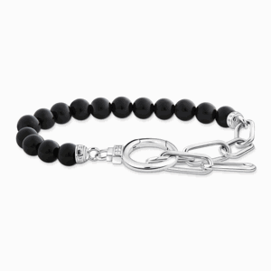 THOMAS SABO strieborný náramok Onyx beads and white zirconia A2134-027-11-L19V