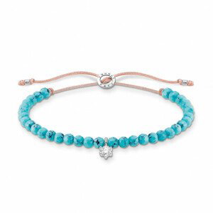THOMAS SABO šnúrkový náramok Turquoise pearls with white stone A1987-905-17-L20v