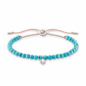 THOMAS SABO šnúrkový náramok Turquoise pearls with white stone A1987-905-17-L20v
