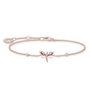 THOMAS SABO strieborný náramok Dragonfly with stones rose gold A2025-321-7-L19V