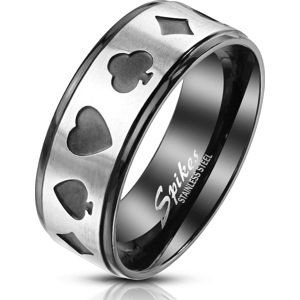 Oceľový prsteň s kartovými poker motívmi Veľkosť prstenu: 62