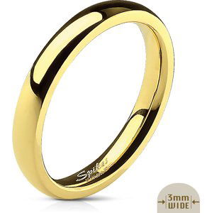 Zlatý oceľový prsteň s lesklým povrchom Šíře: 3 mm, Veľkosť prstenu: 48