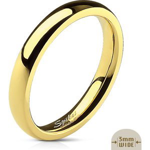 Zlatý oceľový prsteň s lesklým povrchom Šíře: 3 mm, Veľkosť prstenu: 49