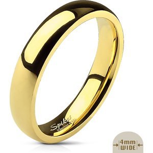Zlatý oceľový prsteň s lesklým povrchom Šíře: 4 mm, Veľkosť prstenu: 48