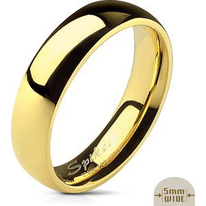 Zlatý oceľový prsteň s lesklým povrchom Šíře: 5 mm, Veľkosť prstenu: 49