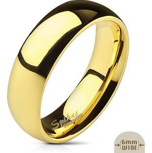 Zlatý oceľový prsteň s lesklým povrchom Šíře: 6 mm, Veľkosť prstenu: 49