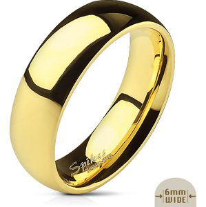 Zlatý oceľový prsteň s lesklým povrchom Šíře: 6 mm, Veľkosť prstenu: 59
