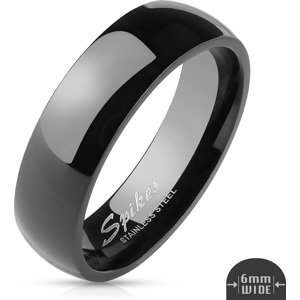 Čierny lesklý oceľový prsteň Šíře: 6 mm, Veľkosť prstenu: 49