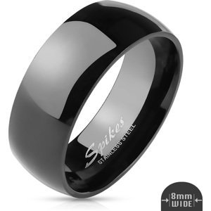 Čierny lesklý oceľový prsteň Šíře: 8 mm, Veľkosť prstenu: 64