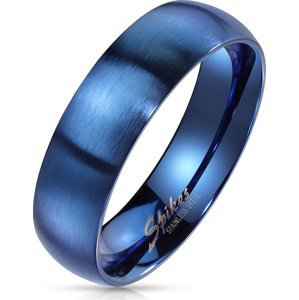 Modrý oceľový prsteň s matným povrchom Veľkosť prstenu: 57