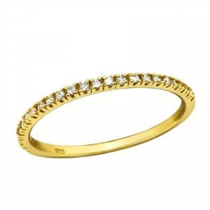 Strieborný prsteň ZiRCONIA ALL - zlatý Veľkosť prstenu: 56