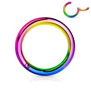 Farebný oceľový segment s otváraním Farba: Aurora borealis / dúhová, Veľkosť piercingu: 0,8 mm x 10 mm