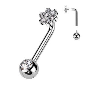 Christina piercing titánový s vnútorným závitom Floral Délka / Průměr: 10 mm, Velikost koncovky: 5 mm, Veľkosť: 1,6 mm