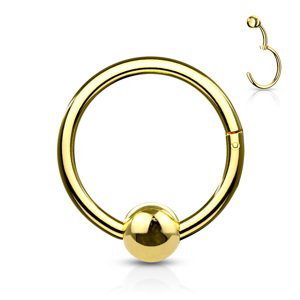 Titánový krúžok s otváraním s fixovanou guličkou Délka / Průměr: 10 mm, Farba: zlatá, Veľkosť: 1,2 mm