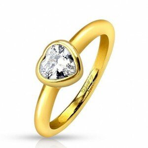 Oceľový prsteň srdca s čírym zirkónom Veľkosť prstenu: 59
