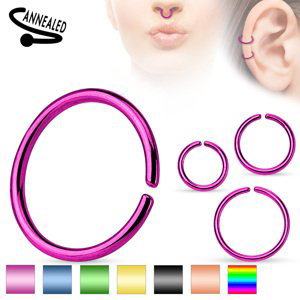 Oceľový krúžok - rozbaľovací farebný Farba: fialová, Veľkosť piercingu: 0,8 mm x 6 mm